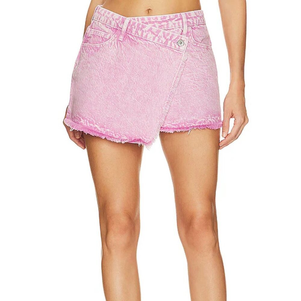 NWT Jonathan Simkhai Malta Mini Denim Wrap Skirt